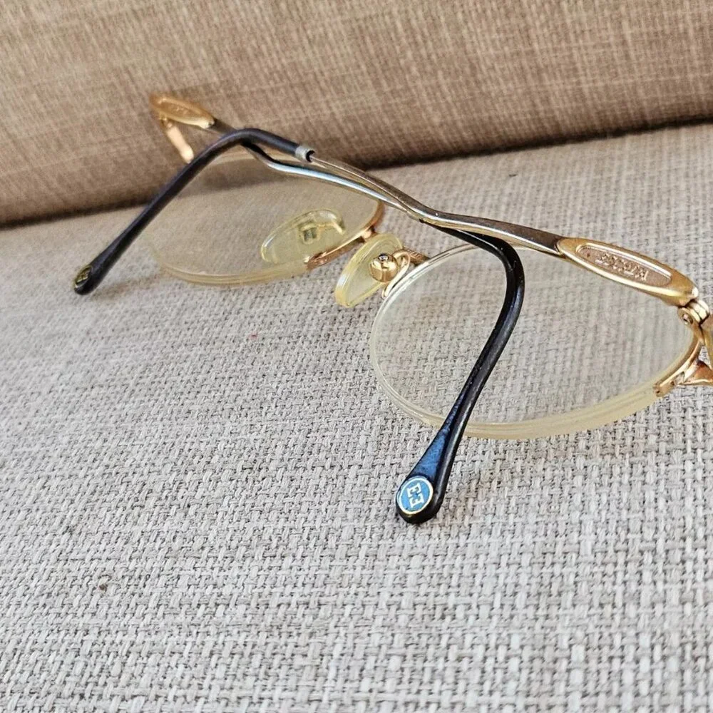 Escada Vintage Glasses Frame Half Rim Gold Tone Women Eyeglasses Frame only